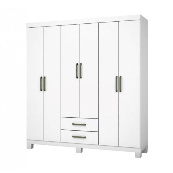 Encontraproduto.com.br - Guarda Roupa A22 6 Portas 2 Gavetas Carioca Móveis Branco