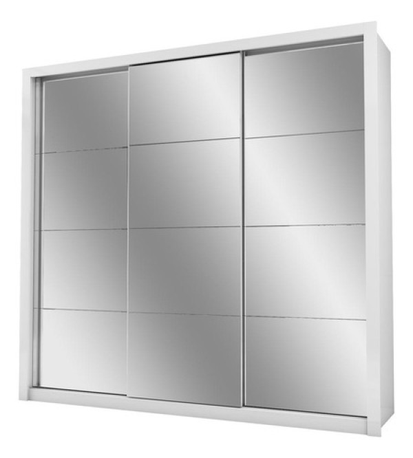 Guarda Roupa Casal 3 Portas De Correr Super Glass Carioca Móveis Branco Branco