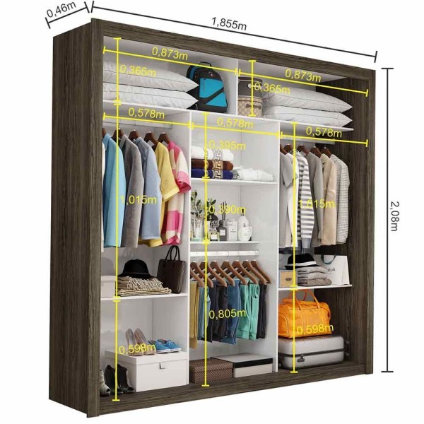 Encontraproduto.com.br - Closet Casal Clarice 4 Prateleiras Carioca Moveis Malbec