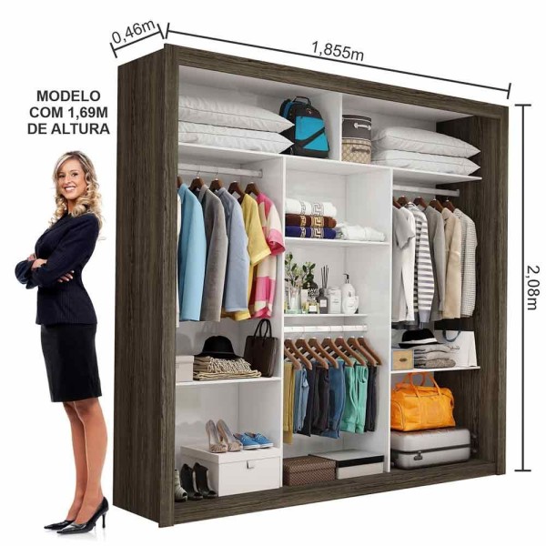 Encontraproduto.com.br - Closet Casal Clarice 4 Prateleiras Carioca Moveis Malbec