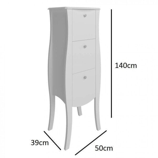 Encontraproduto.com.br - Gaveteiro Classe com 3 Gavetas em MDF - Branco