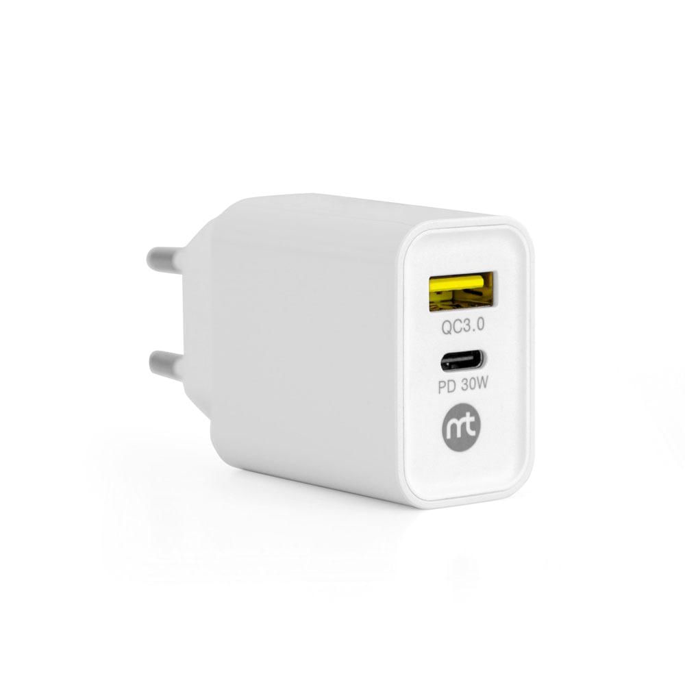Encontraproduto.com.br - Carregador Universal, Mistertech, USB-C/ USB, 30W, Branco