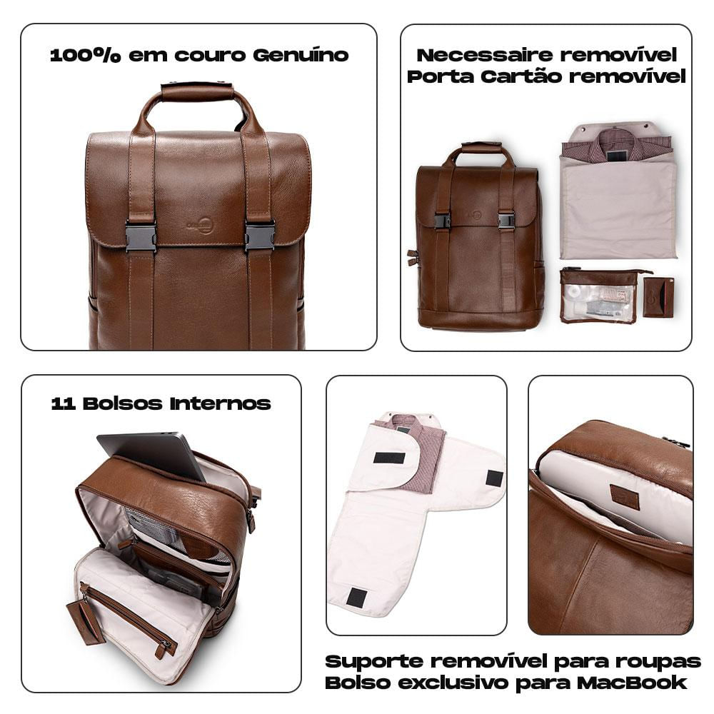 Encontraproduto.com.br - Mochila de Couro Pampas Côrtes, Originais iPlace, Marrom
