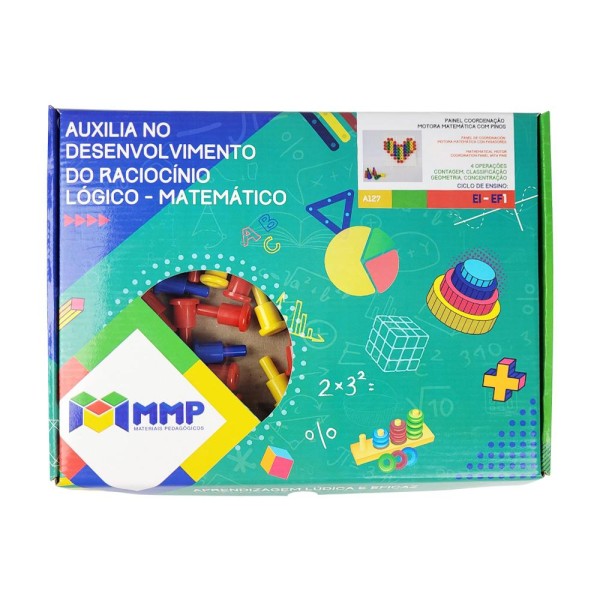 Encontraproduto.com.br - Painel Coordenação Motora Matemática Com Pinos Pedagógico