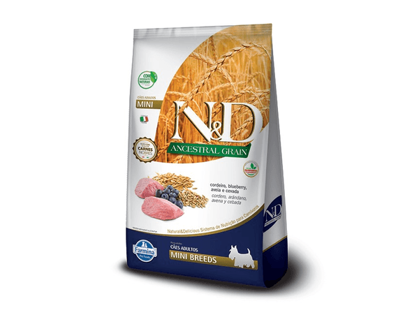 Ração Farmina N&D Ancestral Grain Cordeiro e Blueberry para Cães Adultos de Raças Pequenas