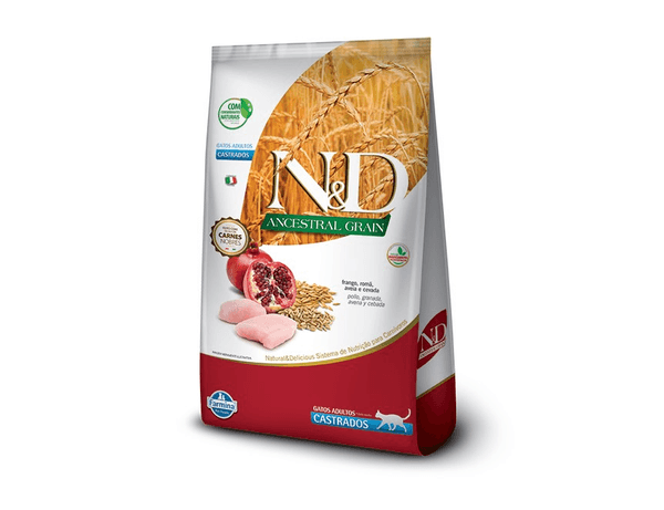 Ração Farmina N&D Ancestral Grain para Gatos Castrados Sabor Frango e Romã 1,5kg