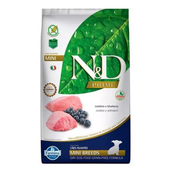 Ração N&D Prime Cães Puppy Mini Cordeiro e Blueberry