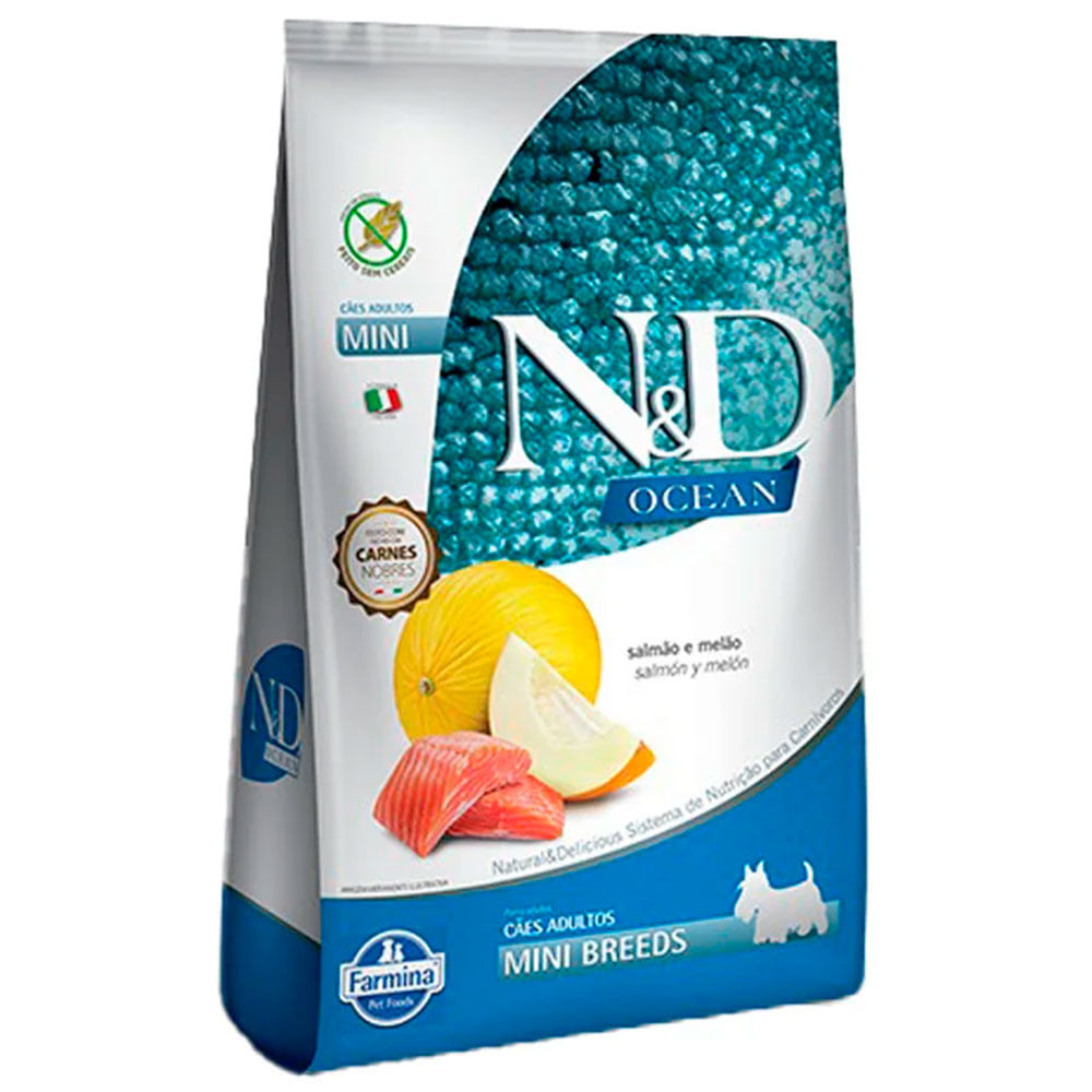 Ração N&D Ocean para Cães Adultos de Porte Mini Sabor Salmão e Melão 2,5kg