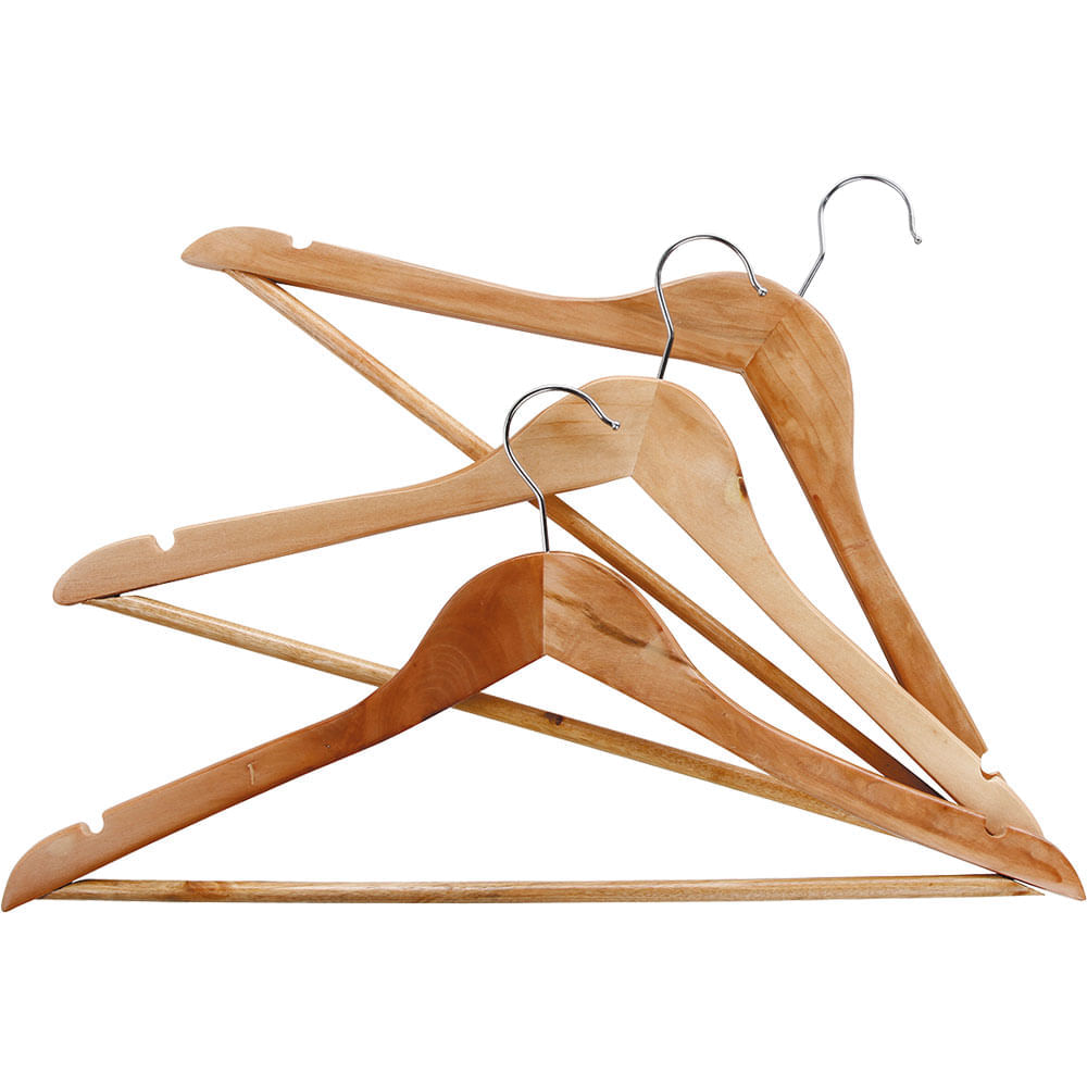 Encontraproduto.com.br - Kit com 15 cabides de madeira
