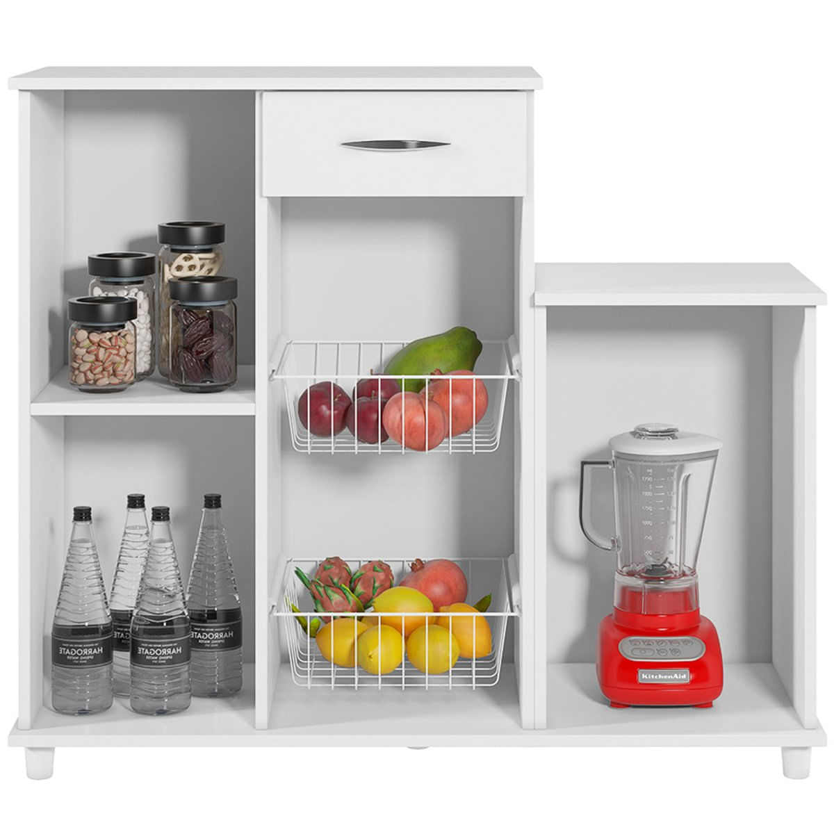 Encontraproduto.com.br - Fruteira Notável Diva New com Cesto Aramado e Gaveta - Branco