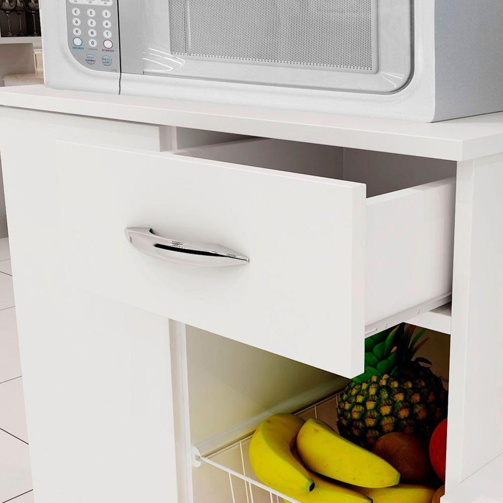 Encontraproduto.com.br - Fruteira Notável Diva New com Cesto Aramado e Gaveta - Branco
