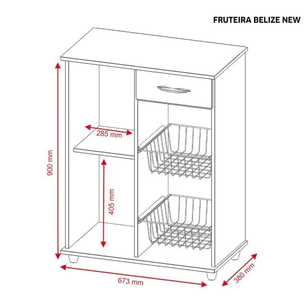 Encontraproduto.com.br - Fruteira 1 Porta 2 Cestos Belize Notável