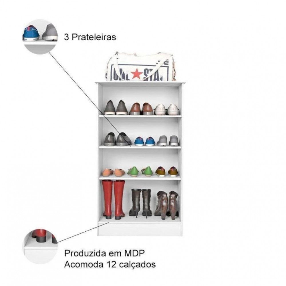 Encontraproduto.com.br - Sapateira 2 Portas 3 Prateleira Alaska Notável Móveis