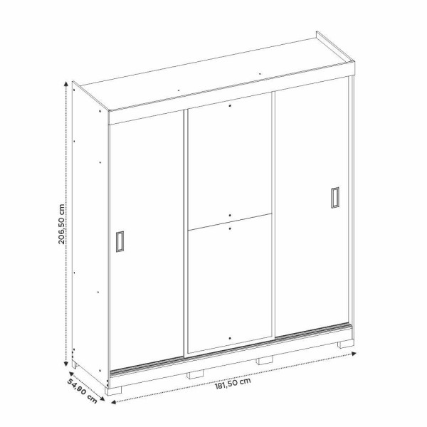 Encontraproduto.com.br - Guarda-roupa Com 3 Portas De Correr E Espelho Branco Nt5020 Notável Móveis Branco
