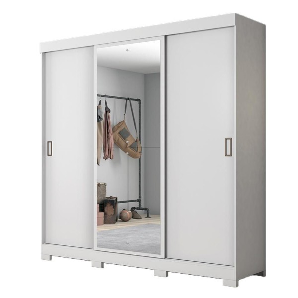 Encontraproduto.com.br - Guarda-roupa Com 3 Portas De Correr E Espelho Branco Nt5020 Notável Móveis Branco
