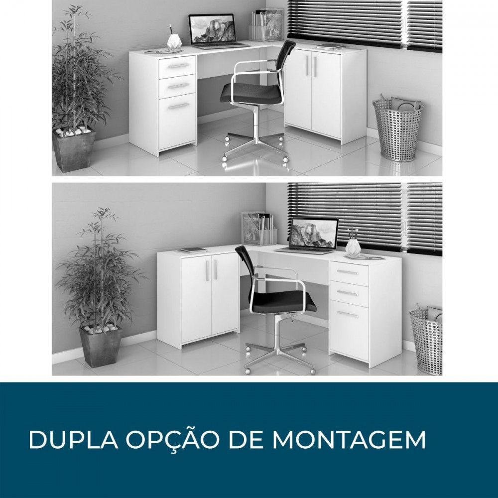 Encontraproduto.com.br - Mesa de Canto para Escritório 2 Portas 3 Gavetas NT 2005 Notável