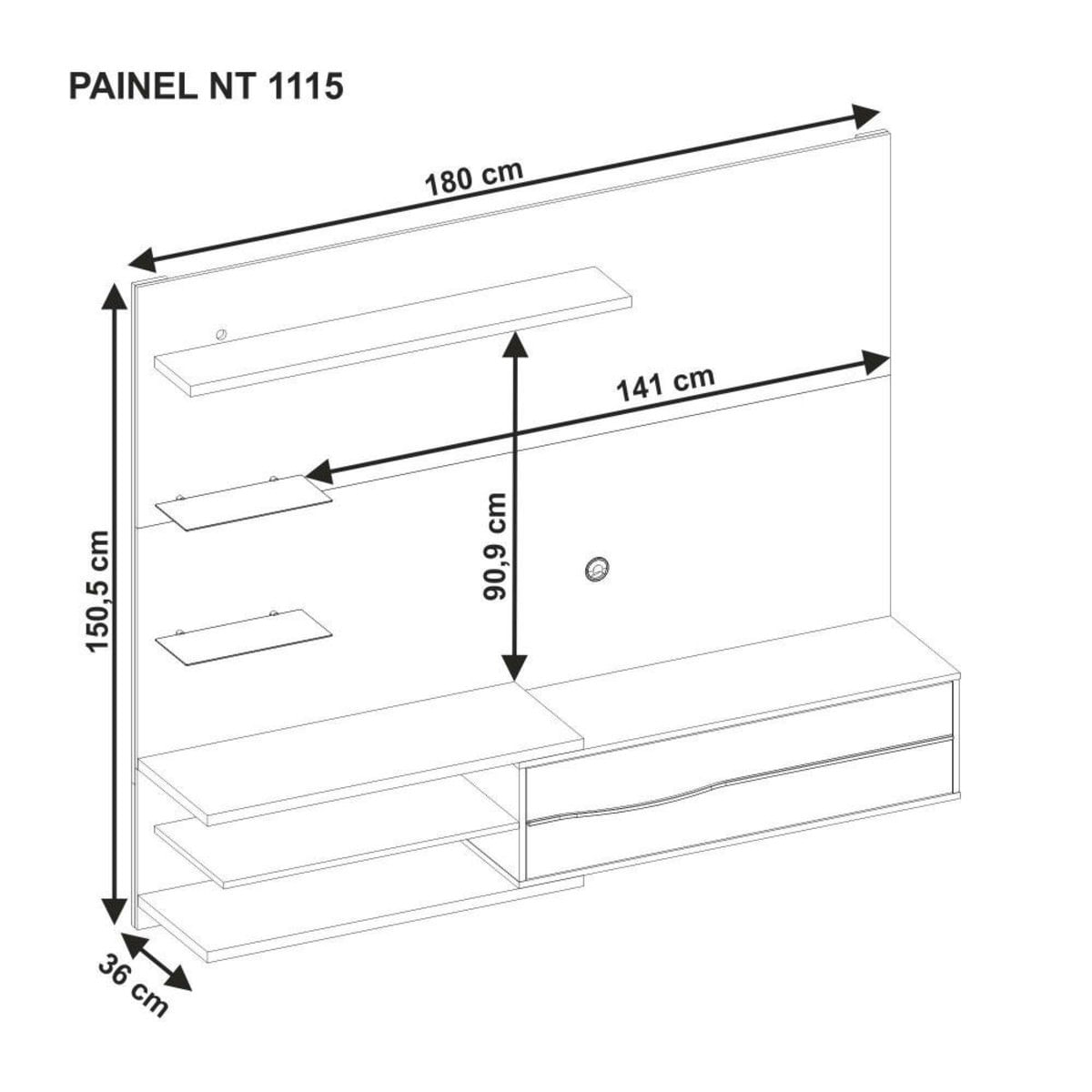 Encontraproduto.com.br - Painel para TV até 60 Polegadas 1 Porta Led NT 1115 Notável Off WhiteFreijó Trend