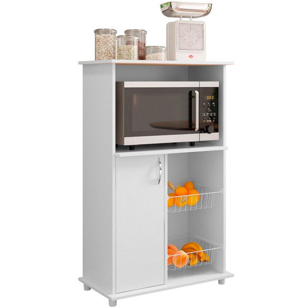 Encontraproduto.com.br - Balcão Notável NT3075 com Cesto Aramado e Nicho para Forno - Branco