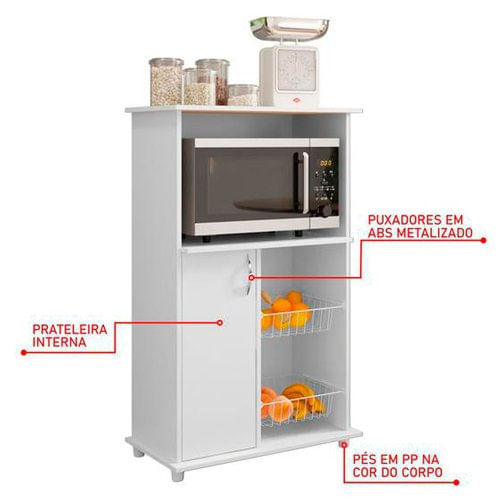 Encontraproduto.com.br - Balcão Notável NT3075 com Cesto Aramado e Nicho para Forno - Branco