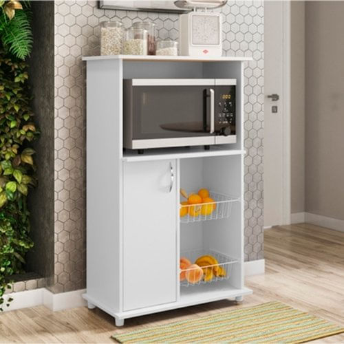 Encontraproduto.com.br - Balcão Notável NT3075 com Cesto Aramado e Nicho para Forno - Branco