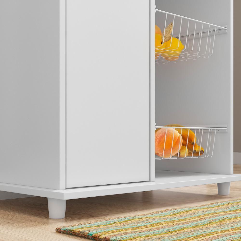 Encontraproduto.com.br - Balcão Notável NT3075 com Cesto Aramado e Nicho para Forno - Branco