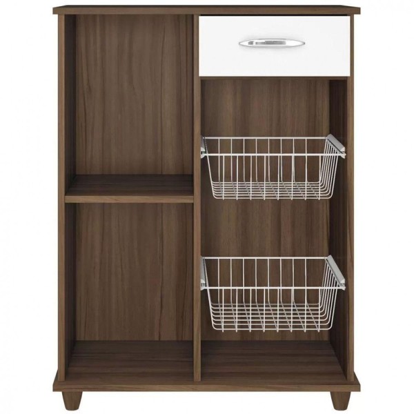 Encontraproduto.com.br - Fruteira Belize New 1 Porta e 1 Gaveta Notável - Nogal Trend com Branco