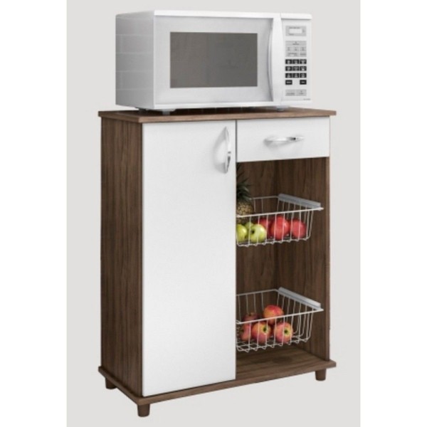 Encontraproduto.com.br - Fruteira Belize New 1 Porta e 1 Gaveta Notável - Nogal Trend com Branco