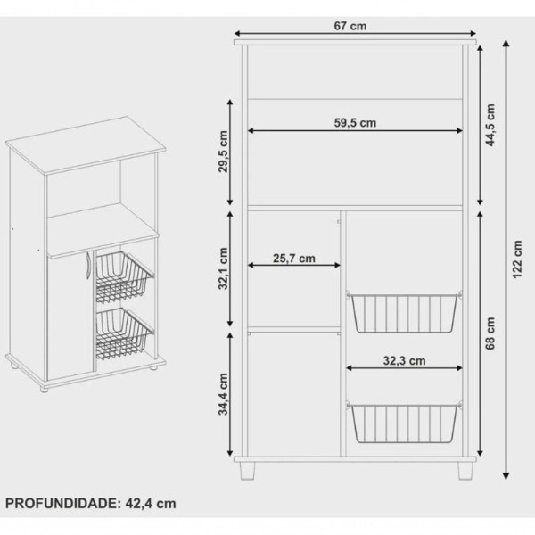 Encontraproduto.com.br - Fruteira Belize New 1 Porta e 1 Gaveta Notável - Nogal Trend com Branco
