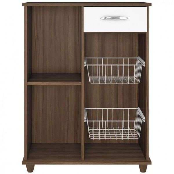 Encontraproduto.com.br - Fruteira Belize New 1 Porta e 1 Gaveta Notável - Nogal Trend com Branco