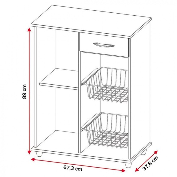 Encontraproduto.com.br - Fruteira Belize New 1 Porta e 1 Gaveta Notável - Nogal Trend com Branco