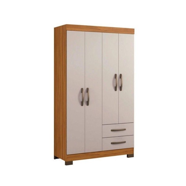 Encontraproduto.com.br - Guarda-roupa Com 4 Portas E 2 Gavetas Off White Com Freijó Nt5005 Notável Móveis Freijó/off White