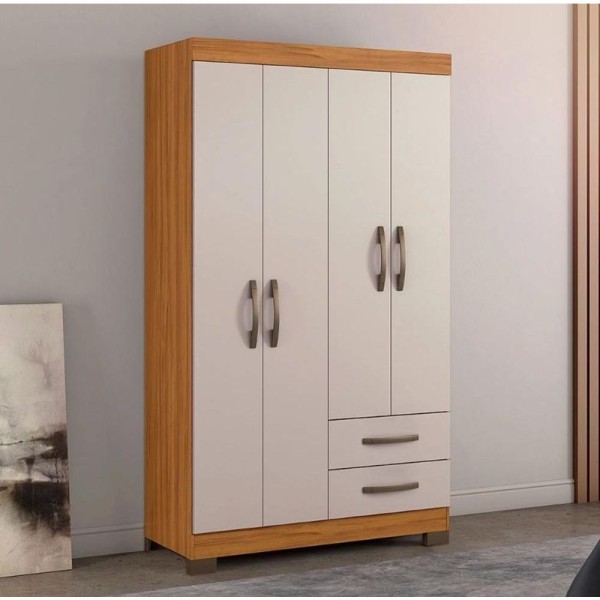 Encontraproduto.com.br - Guarda-roupa Com 4 Portas E 2 Gavetas Off White Com Freijó Nt5005 Notável Móveis Freijó/off White