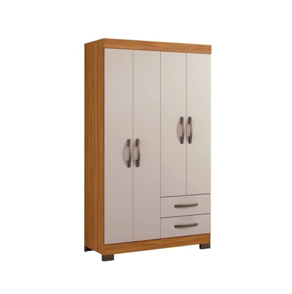 Encontraproduto.com.br - Guarda-roupa Com 4 Portas E 2 Gavetas Off White Com Freijó Nt5005 Notável Móveis Freijó/off White