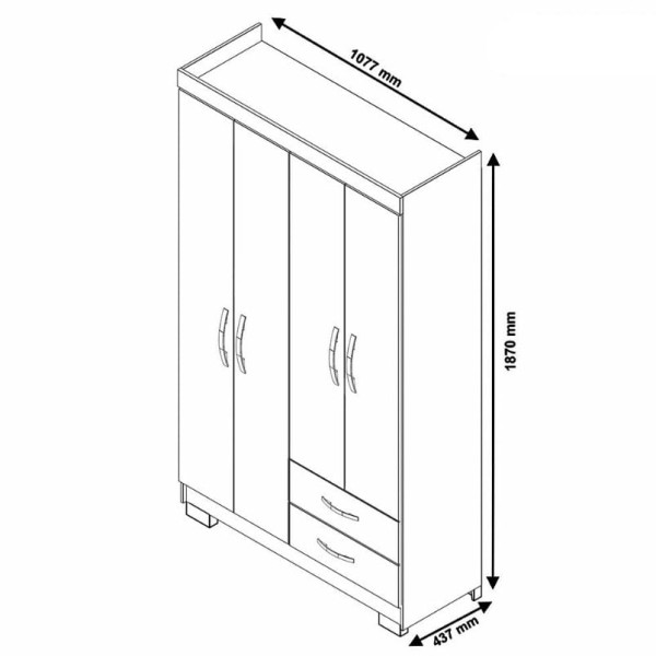 Encontraproduto.com.br - Guarda-roupa Com 4 Portas E 2 Gavetas Off White Com Freijó Nt5005 Notável Móveis Freijó/off White