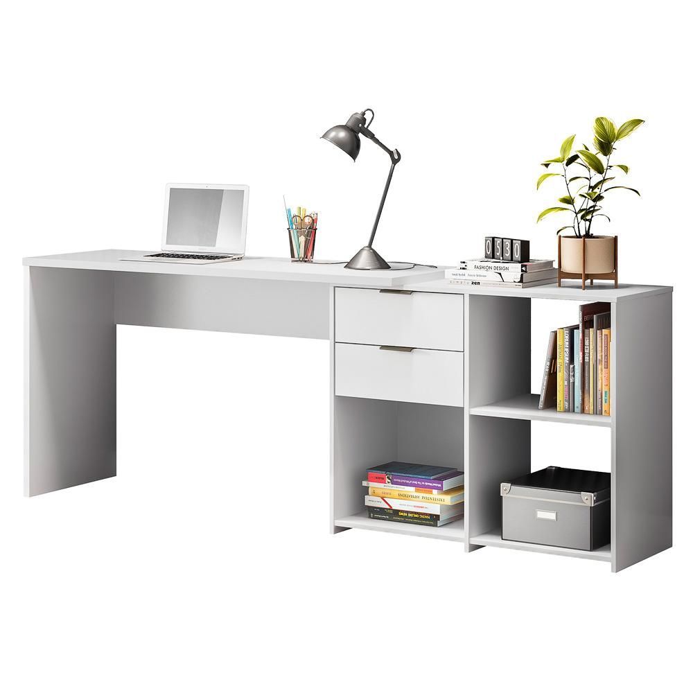 Encontraproduto.com.br - Mesa para Computador Notável Home Office com Gaveta e Nicho - Branco
