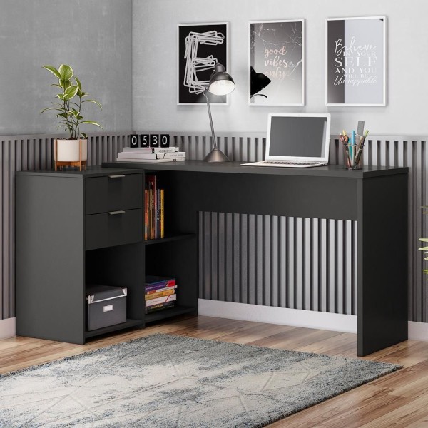 Encontraproduto.com.br - Mesa para Computador Notável Home Office com Gaveta e Nicho - Preto
