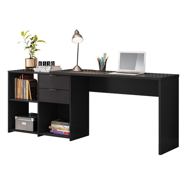 Encontraproduto.com.br - Mesa para Computador Notável Home Office com Gaveta e Nicho - Preto