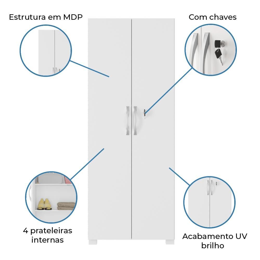 Encontraproduto.com.br - Armário Multiuso 2 Portas com chave Notável Móveis
