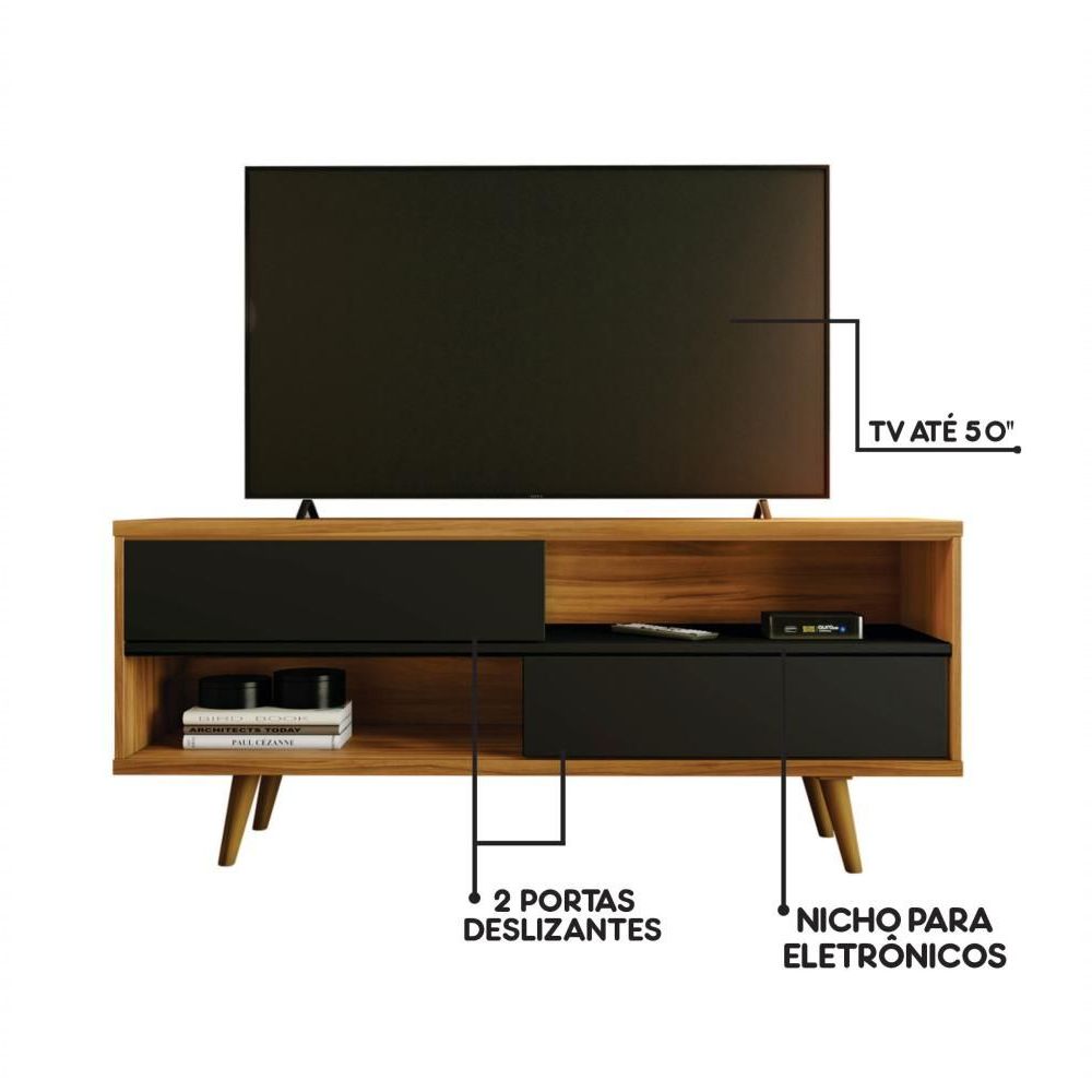 Encontraproduto.com.br - Bancada Notável NT1180 135cm com Porta deslizante e Nicho - Freijó/Preto