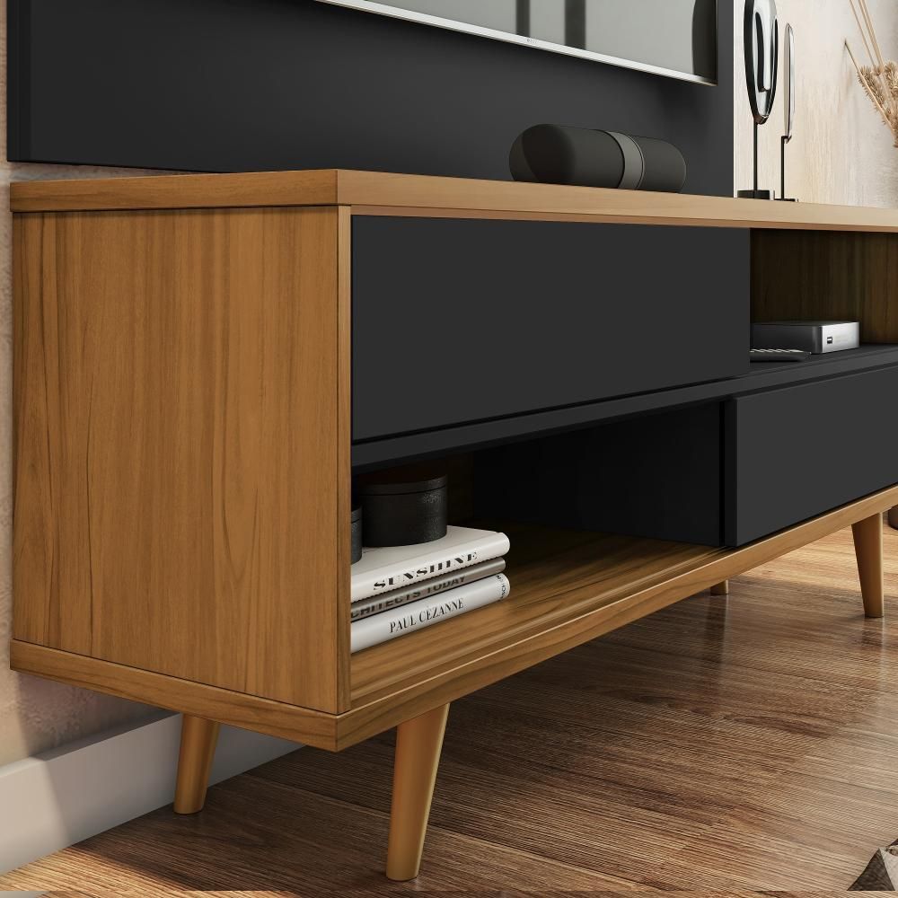 Encontraproduto.com.br - Bancada Notável NT1180 135cm com Porta deslizante e Nicho - Freijó/Preto