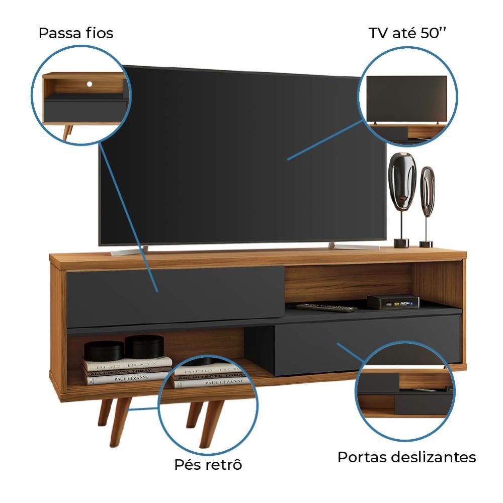 Encontraproduto.com.br - Bancada Notável NT1180 135cm com Porta deslizante e Nicho - Freijó/Preto