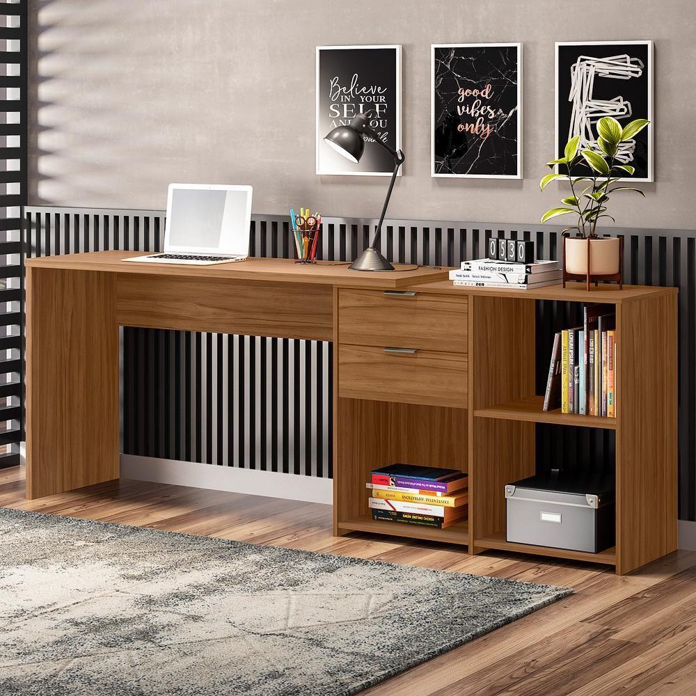 Encontraproduto.com.br - Mesa Para Computador Com 2 Gavetas Office Nt2060 Notável Freijó