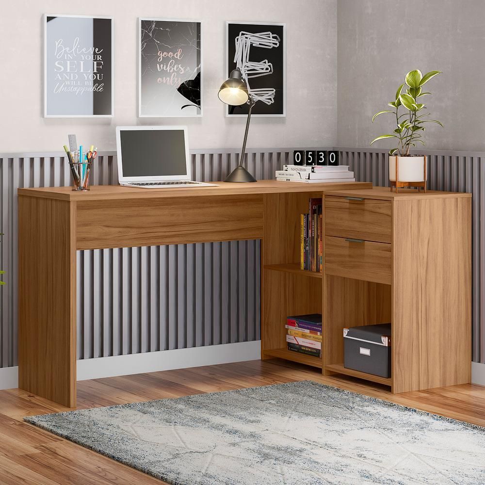 Encontraproduto.com.br - Mesa Para Computador Com 2 Gavetas Office Nt2060 Notável Freijó
