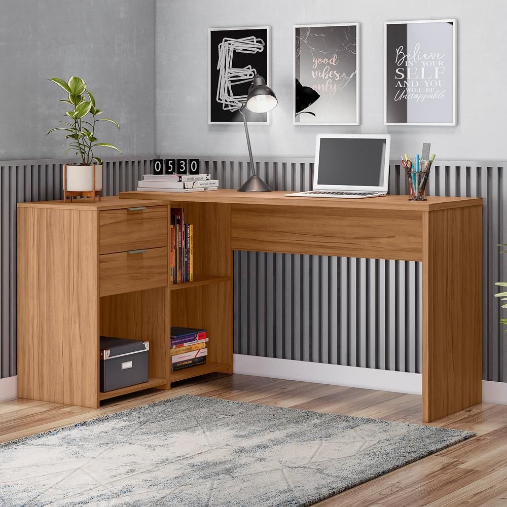 Encontraproduto.com.br - Mesa Para Computador Com 2 Gavetas Office Nt2060 Notável Freijó