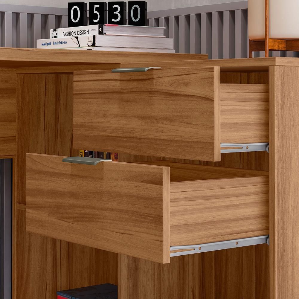 Encontraproduto.com.br - Mesa Para Computador Com 2 Gavetas Office Nt2060 Notável Freijó