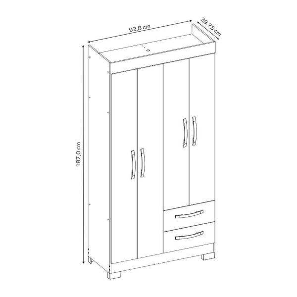 Encontraproduto.com.br - Guarda Roupa Solteiro Flex com Pés 4 Portas 2 Gavetas NT 6010 Notável Móveis