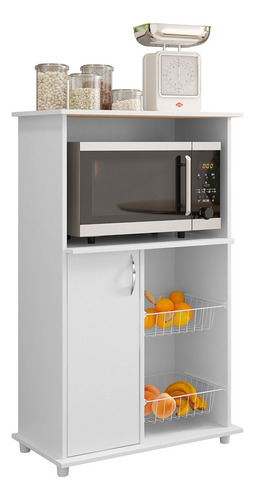 Encontraproduto.com.br - Balcão com Fruteira 1 Porta 2 Cestos Notável NT 3075 Marrom Branco