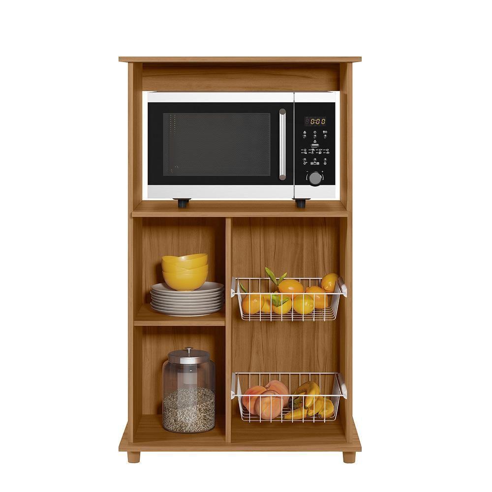 Encontraproduto.com.br - Balcão com Fruteira 1 Porta 2 Cestos Notável NT 3075 Marrom Branco