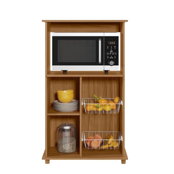 Encontraproduto.com.br - Balcão com Fruteira 1 Porta 2 Cestos Notável NT 3075 Marrom Branco