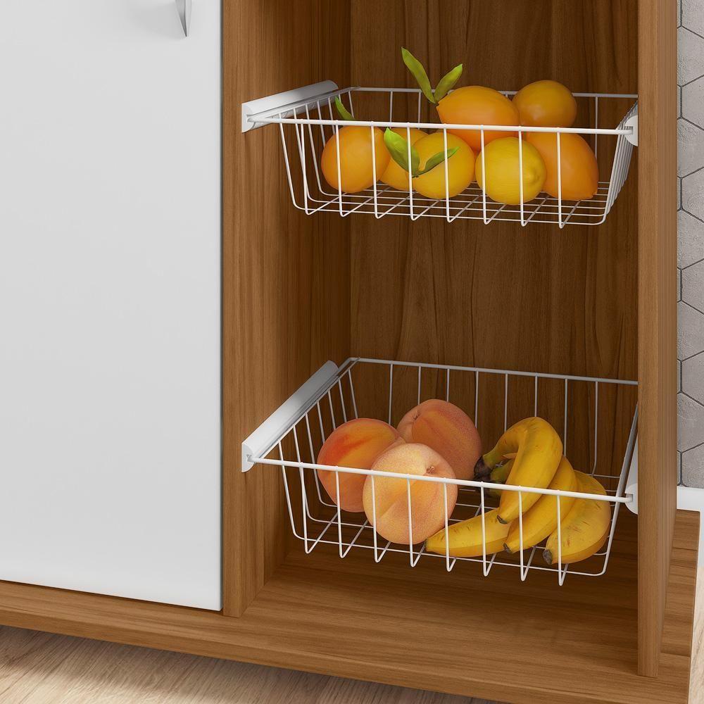 Encontraproduto.com.br - Balcão com Fruteira 1 Porta 2 Cestos Notável NT 3075 Marrom Branco
